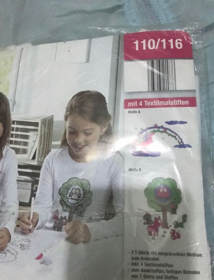 Boyanabilir Beyaz Kız Çocuk Tshırt 2'li Set 110/116 - Görsel 2