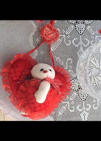 Kırmızı Kalp Figürlü Peluş Oyuncak Ayı - Görsel 5