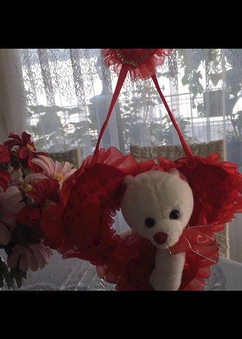 Kırmızı Kalp Figürlü Peluş Oyuncak Ayı - Görsel 3