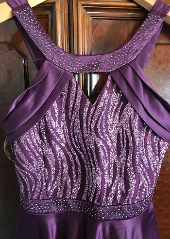 15 yaş mürdüm abiye elbise - Görsel 3