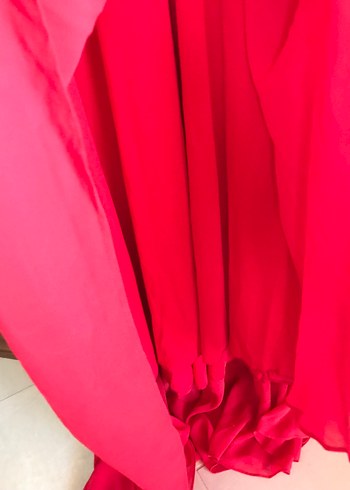 Bayrak kırmızısı tesettür abiye elbise 40 beden - Görsel 5