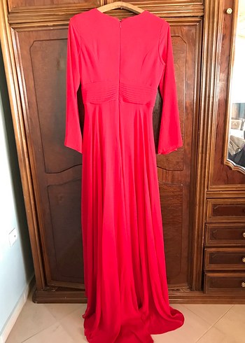 Bayrak kırmızısı tesettür abiye elbise 40 beden - Görsel 2