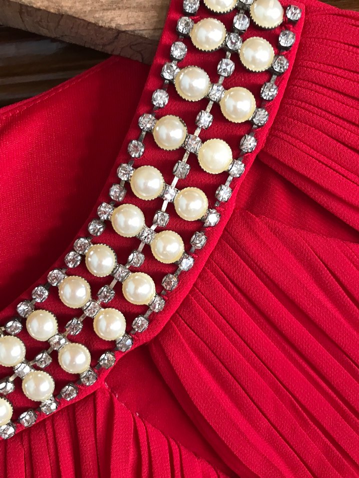 Bayrak kırmızısı tesettür abiye elbise 40 beden - Görsel 4