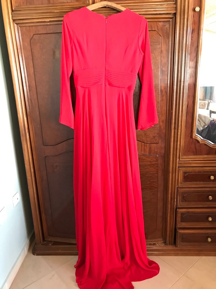 Bayrak kırmızısı tesettür abiye elbise 40 beden - Görsel 2