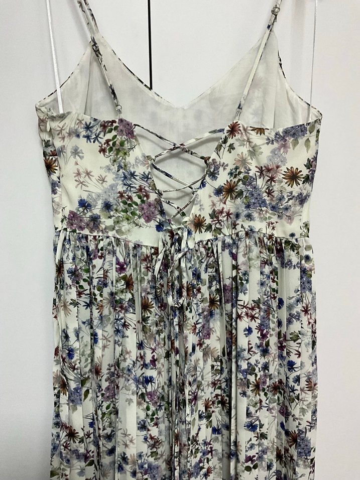 Çiçek Desenli Uzun Askılı Bohem Elbise - Görsel 3