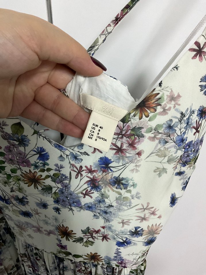 Çiçek Desenli Uzun Askılı Bohem Elbise - Görsel 5