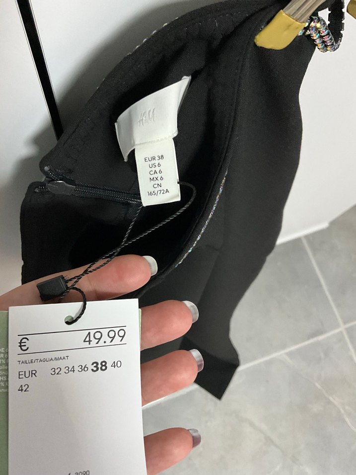 Siyah beli taşlı  Kumaş Pantolon - Görsel 4