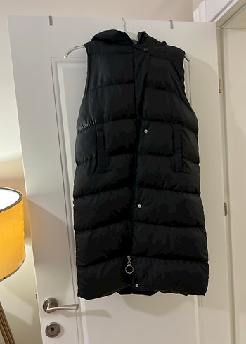 harika yep yeniiii  Kadın Siyah Kapüşonlu Şişme Yelek - Görsel 5