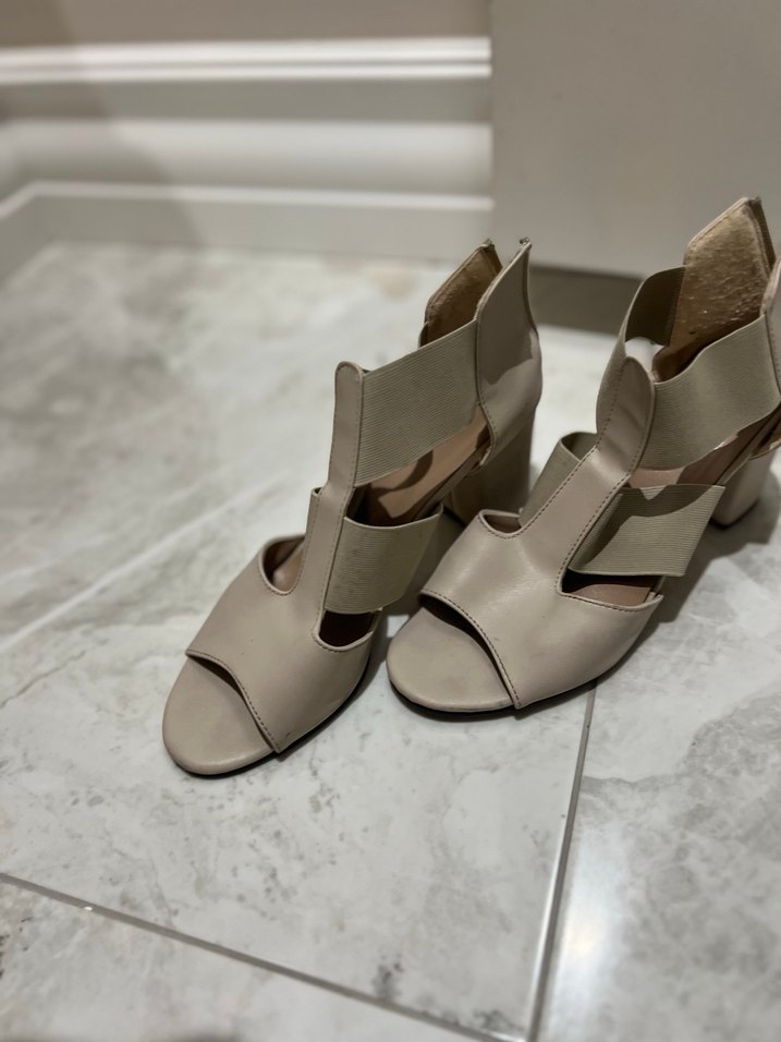 Bej Kadın Blok Topuklu Akşam Ayakkabısı - Görsel 2