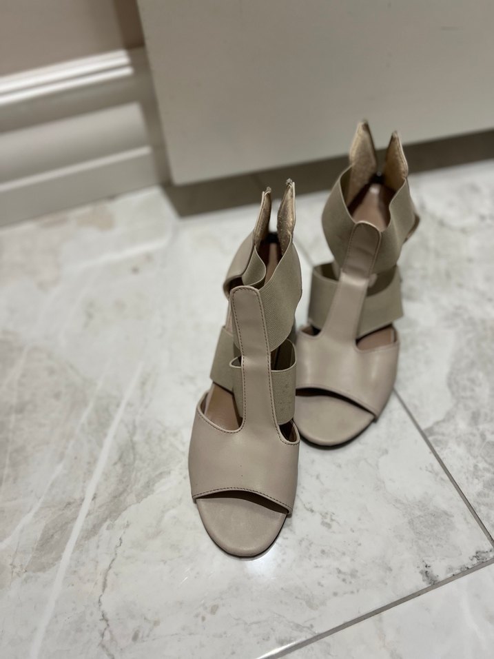 Bej Kadın Blok Topuklu Akşam Ayakkabısı - Görsel 4