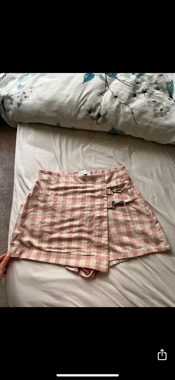 Bershka Pembe Ekose Mini Etek - Görsel 2