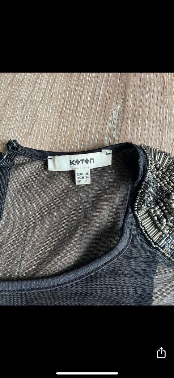 Koto Drapeli V Yakalı Siyah Midi Elbise - Görsel 3