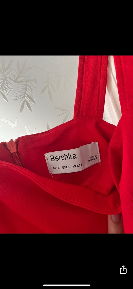 Bershka Kırmızı Drapeli Midi Kadın Abiye Elbise - Görsel 3