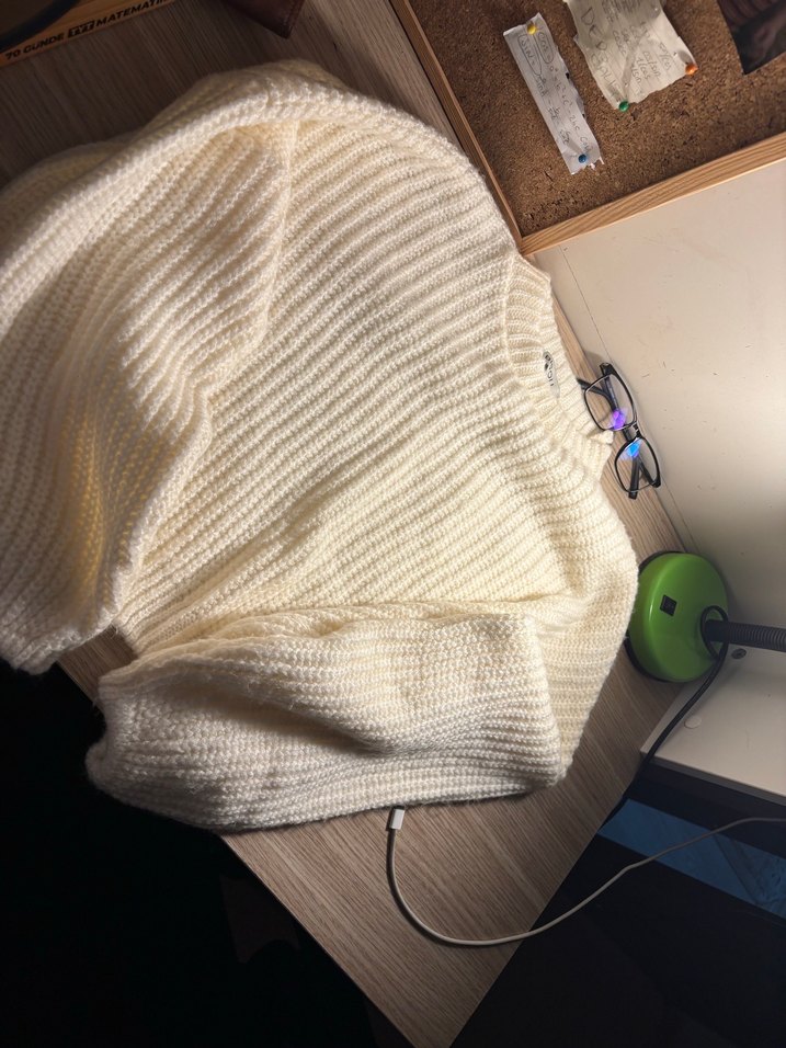 Beyaz Düz Örgü Kadın Kazak - Görsel 2