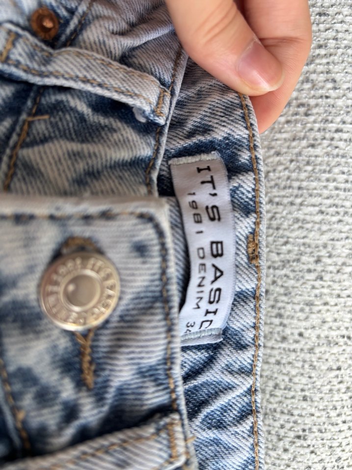 Kadın Mavi Denim Bol Kesim Midi Pantolon - Görsel 2