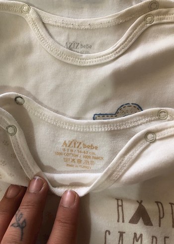 3lü Beyaz Kısa Kollu Pamuklu Bebek Body - Görsel 2