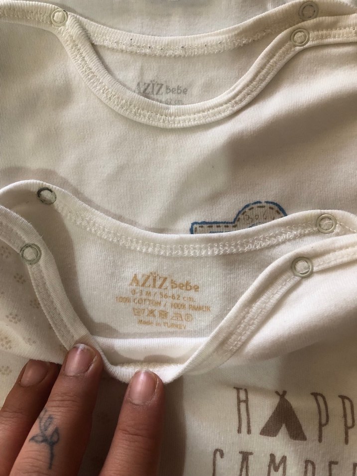 3lü Beyaz Kısa Kollu Pamuklu Bebek Body - Görsel 2