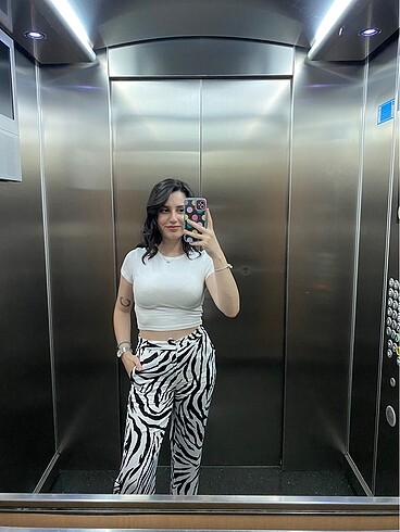 Zebra saten pantolon