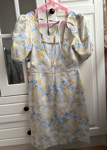Zara V Yaka Sarı Midi Bohem Elbise