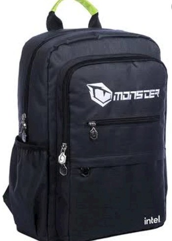 Monster Siyah Gri Minimalist Sırt Çantası
