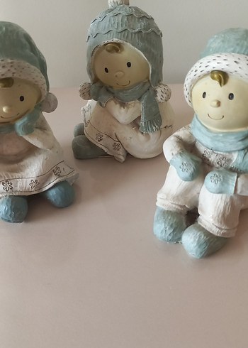 Diğer Pastel Renkli Beyaz Figürin Seti