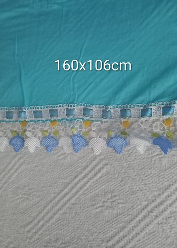mavi Kenarlı Beyaz Düz Yatak Örtüsü - Görsel 3