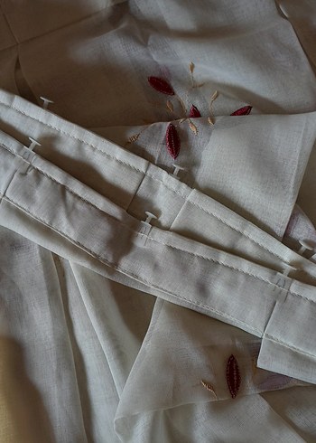 Nakışlı Bohem Beyaz Tül Perde - Görsel 2