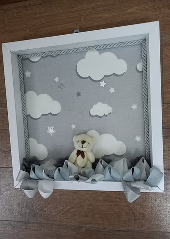 Bebek Desenli Mavi Emzirme Yastığı ve bebek kapi süs - Görsel 3