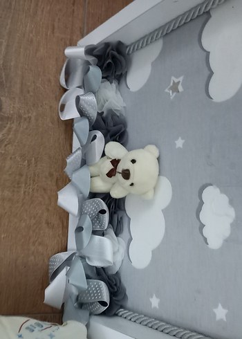 Bebek Desenli Mavi Emzirme Yastığı ve bebek kapi süs - Görsel 7