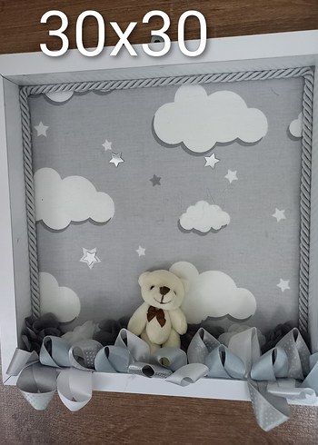 Bebek Desenli Mavi Emzirme Yastığı ve bebek kapi süs - Görsel 6