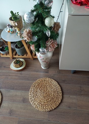 ikea Hasır Görünümlü Bohem Yuvarlak Amerikan Servis - Görsel 3