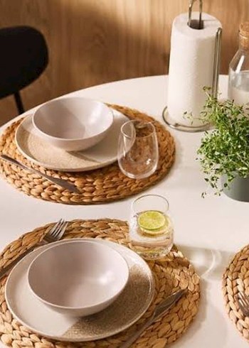 ikea Hasır Görünümlü Bohem Yuvarlak Amerikan Servis - Görsel 6