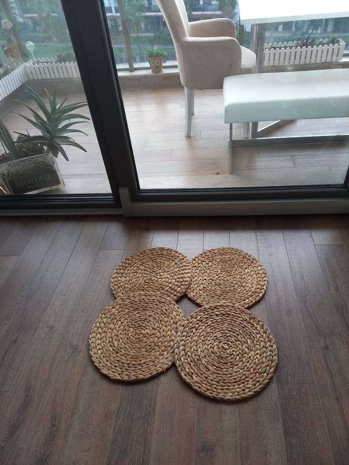 ikea Hasır Görünümlü Bohem Yuvarlak Amerikan Servis - Görsel 2