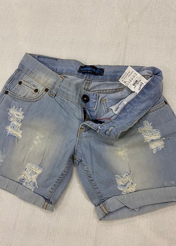 Mavi Bağcıklı Kadın Mini  Şort - Görsel 3