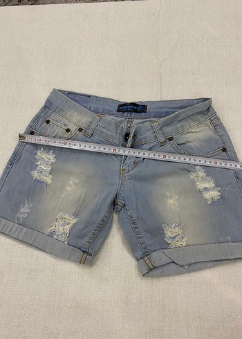 Mavi Bağcıklı Kadın Mini  Şort - Görsel 7