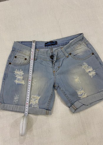 Mavi Bağcıklı Kadın Mini  Şort - Görsel 6