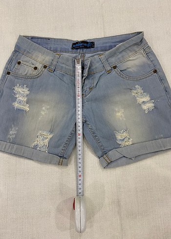 Mavi Bağcıklı Kadın Mini  Şort - Görsel 4