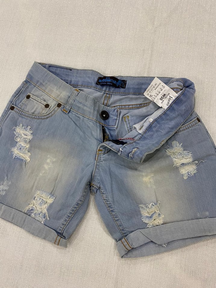 Mavi Bağcıklı Kadın Mini  Şort - Görsel 3