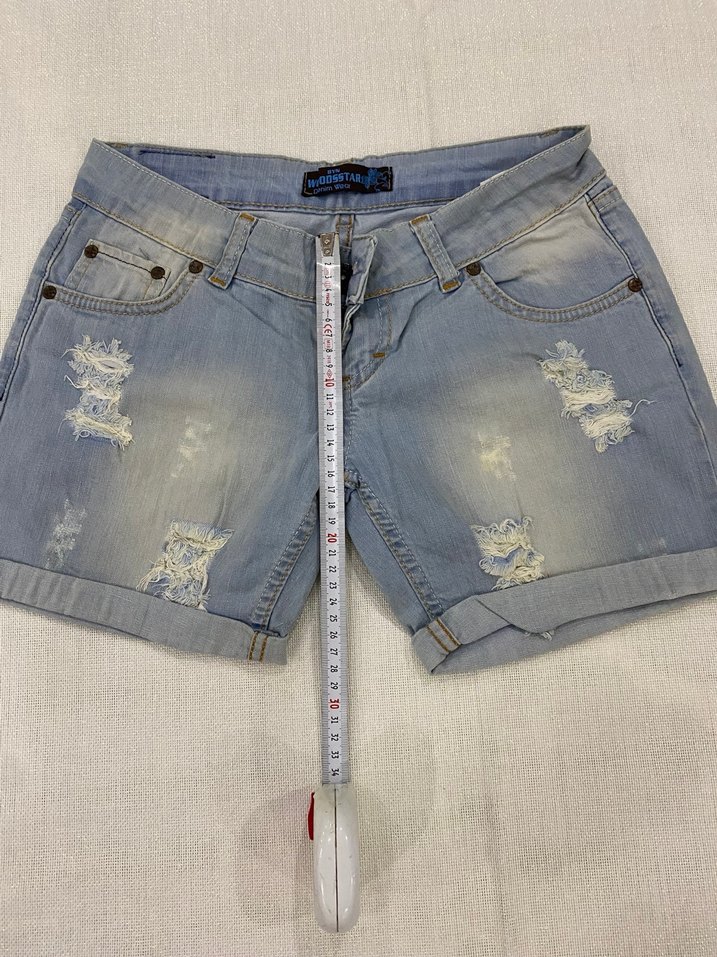 Mavi Bağcıklı Kadın Mini  Şort - Görsel 4