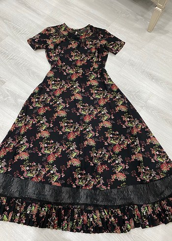 Çiçek Desenli Uzun Bohem Elbise - Görsel 12