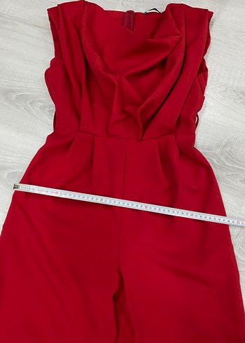 Kemerli Kırmızı Midi Tulum - Görsel 10