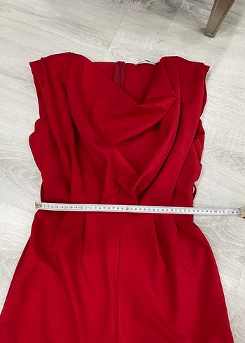 Kemerli Kırmızı Midi Tulum - Görsel 9