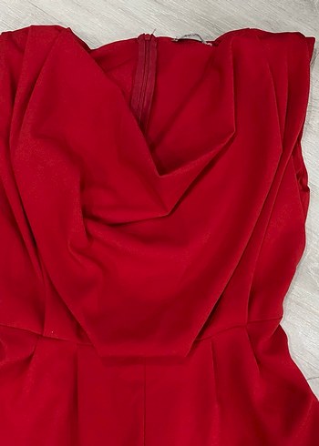 Kemerli Kırmızı Midi Tulum - Görsel 5