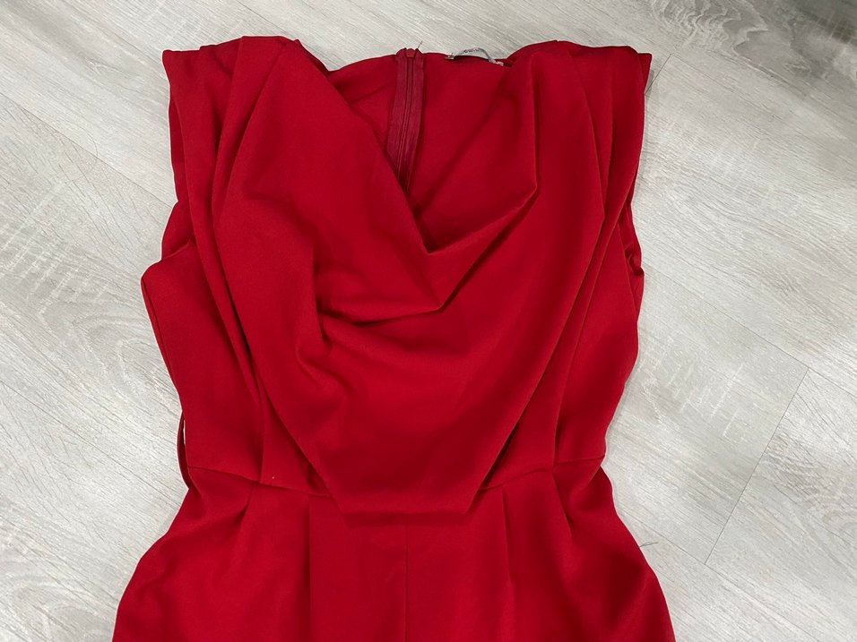 Kemerli Kırmızı Midi Tulum - Görsel 5