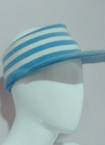 tenis şapkası bebe mavisi çizgili şapka