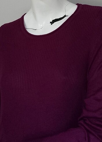 xl Beden mor Renk Tesettür Tunik Fitilli Midi Boy Uzun Kol