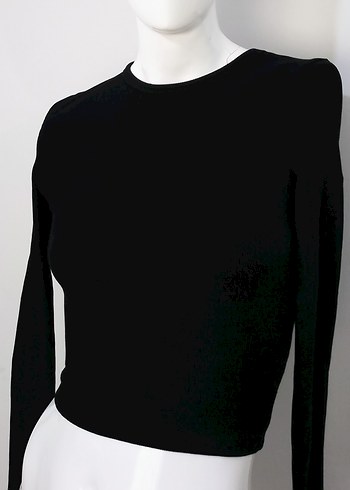 s Beden siyah Renk Bershka Crop Uzun Kollu Fitilli Siyah