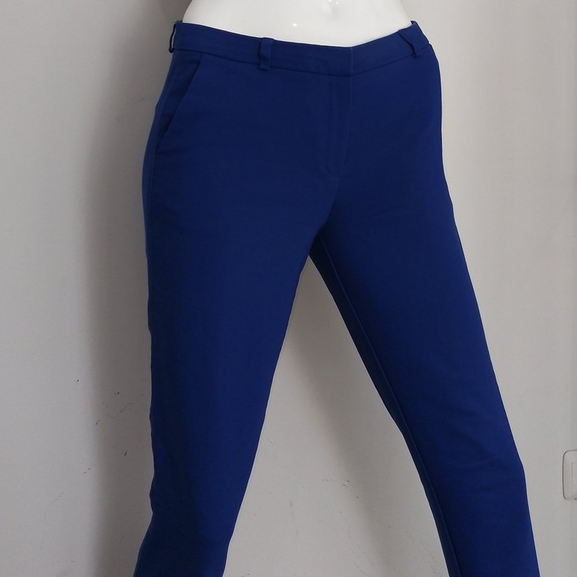 Ofis Pantolonu Saks Mavisi Koton - Görsel 4