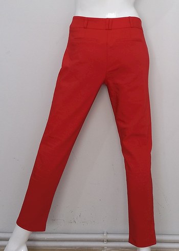 Ofis Pantolonu Göz Alıcı Kırmızı Koton - Görsel 6