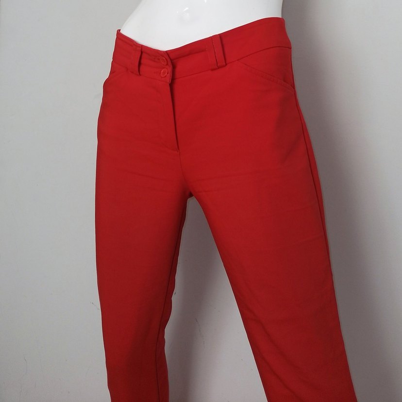 Ofis Pantolonu Göz Alıcı Kırmızı Koton - Görsel 3